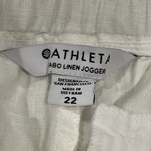 ATHLETA Cabo Linen Jogger in White Calla Lily size 22 with Zippered Pockets - Picture 8 of 16